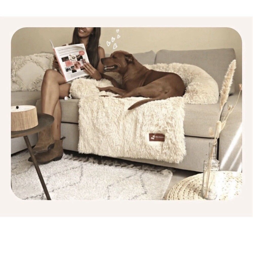 Pelsbarn Dog Bed for Couch Sofa w Non-Slip Oxford Bottom Large Beige 33 x 33 in